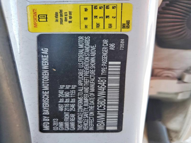 Продажа на аукционе авто 2013 Bmw X1, vin: WBAVM1C58DVW46481, номер лота: 52206446
