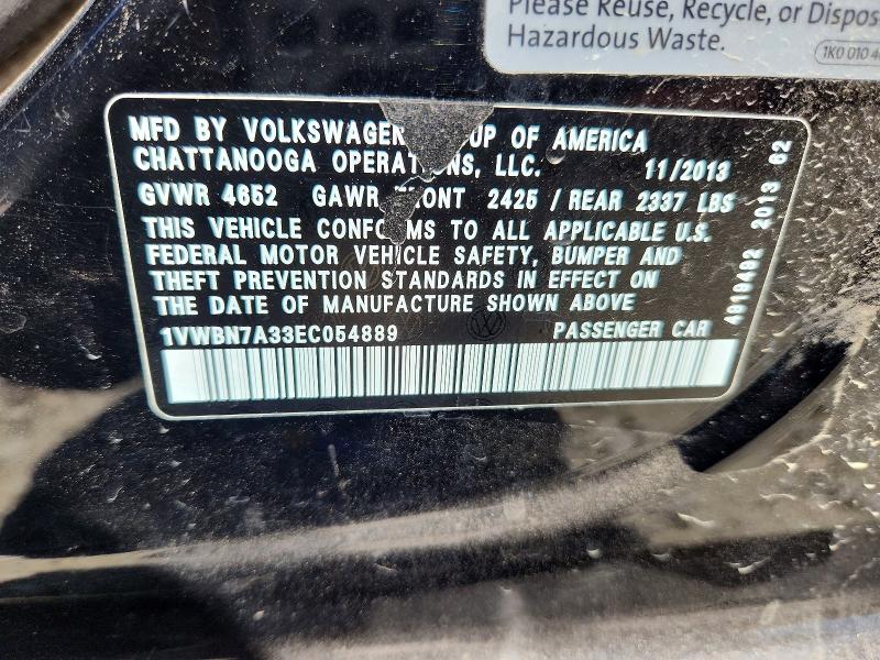 Aukcja sprzedaży 2014 Volkswagen Passat, vin: 1VWBN7A33EC054889, numer aukcji: 52070346