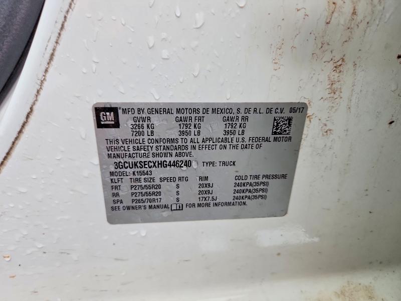 2017 Chevrolet Silverado მანქანა იყიდება აუქციონზე, vin: 3GCUKSECXHG446240, აუქციონის ნომერი: 54482346