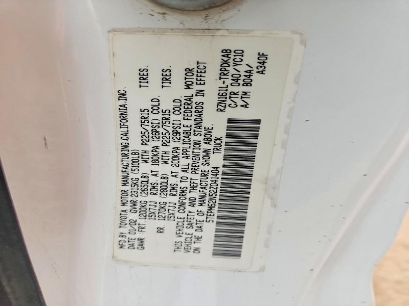 Aukcja sprzedaży 2002 Toyota Tacoma, vin: 5TEPM62N52Z041404, numer aukcji: 52450636