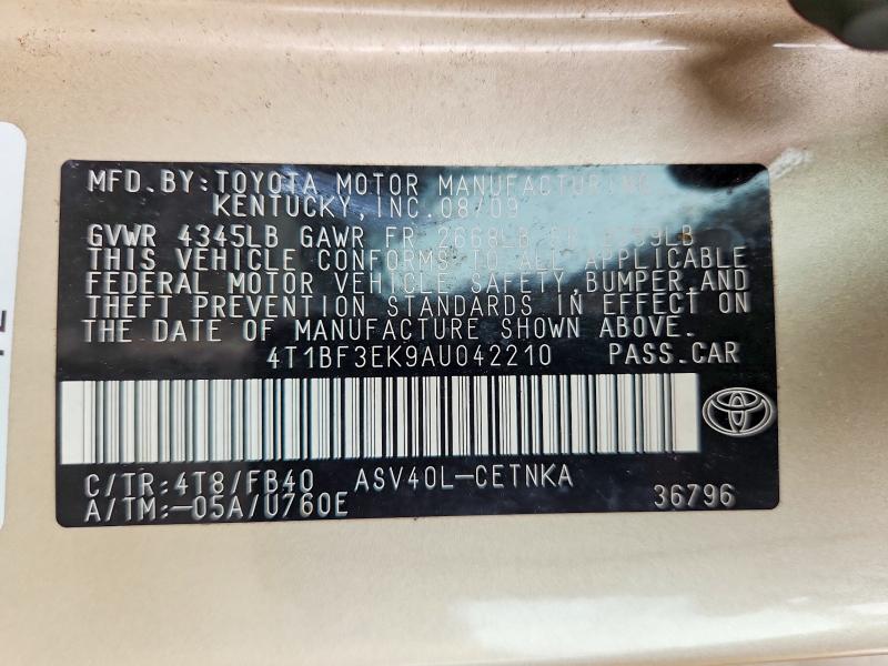 2010 Toyota Camry მანქანა იყიდება აუქციონზე, vin: 4T1BF3EK9AU042210, აუქციონის ნომერი: 53093636