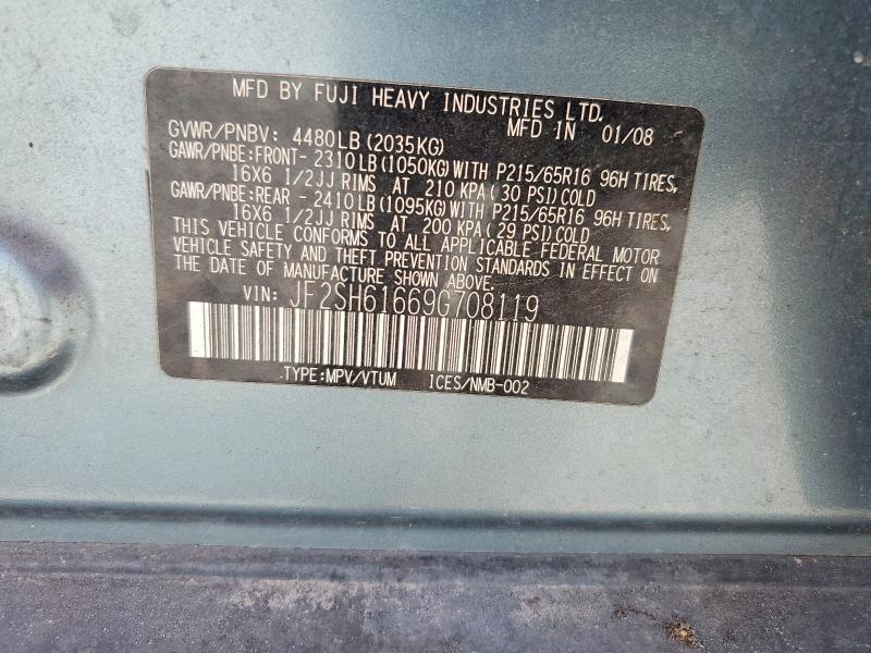 53638026 :رقم المزاد ، JF2SH61669G708119 vin ، 2009 Subaru Forester مزاد بيع