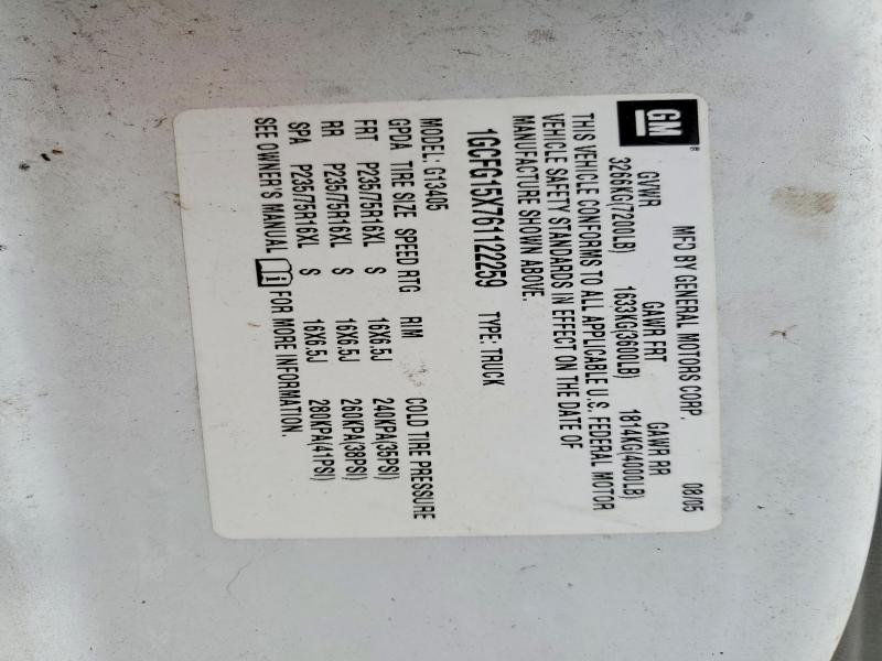 Продаж на аукціоні авто 2006 Chevrolet Express G1500, vin: 1GCFG15X761122259, номер лоту: 54966816
