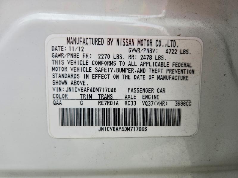 Aukcja sprzedaży 2013 Infiniti G37 Sedan, vin: JN1CV6AP4DM717046, numer aukcji: 55044346