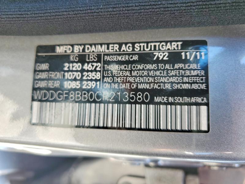 54514466 :رقم المزاد ، WDDGF8BB0CR213580 vin ، 2012 Mercedes-benz C مزاد بيع