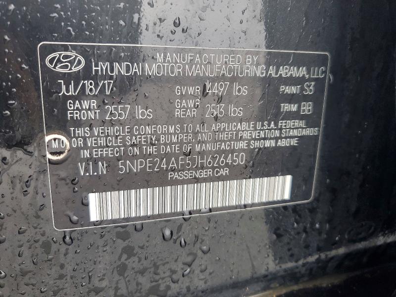 2018 Hyundai Sonata მანქანა იყიდება აუქციონზე, vin: 5NPE24AF5JH626450, აუქციონის ნომერი: 54835086