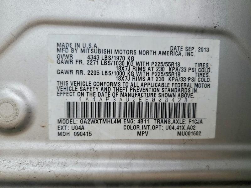 Aukcja sprzedaży 2014 Mitsubishi Outlander Sport, vin: 4A4AP3AU2EE008428, numer aukcji: 53898486
