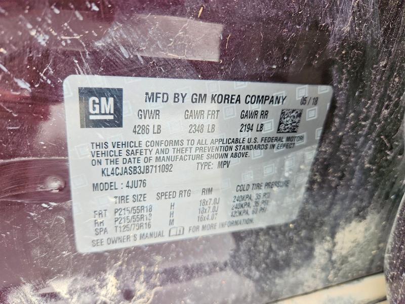 Aukcja sprzedaży 2018 Buick Encore, vin: KL4CJASB3JB711092, numer aukcji: 53691286
