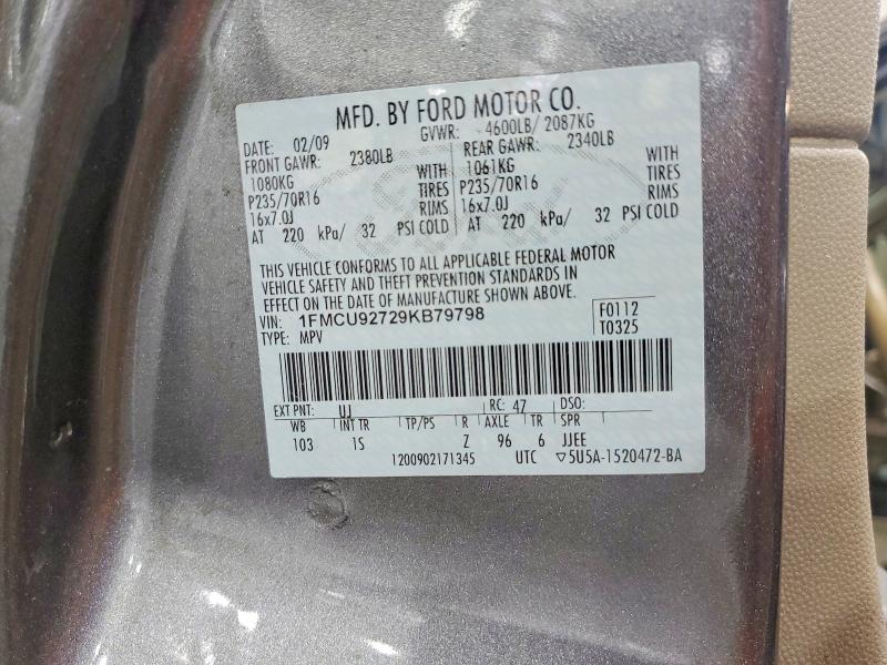 Aukcja sprzedaży 2009 Ford Escape, vin: 1FMCU92729KB79798, numer aukcji: 55218026