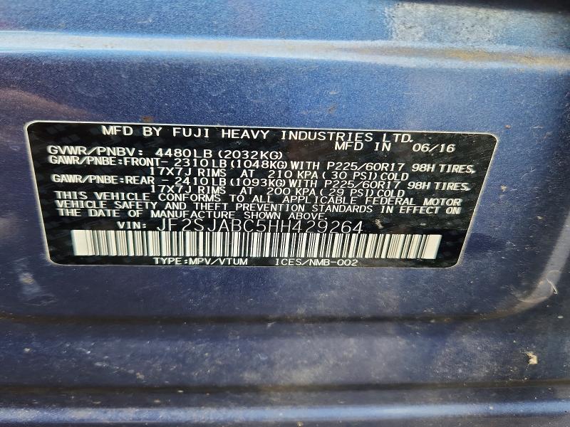 Продажа на аукционе авто 2017 Subaru Forester, vin: JF2SJABC5HH429264, номер лота: 52581956