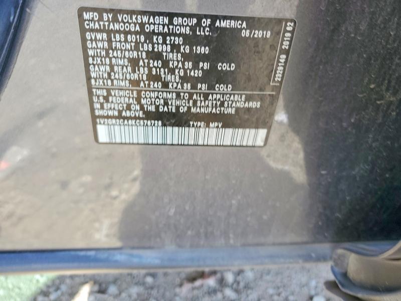 Продаж на аукціоні авто 2019 Volkswagen Atlas, vin: 1V2GR2CA6KC576728, номер лоту: 53593836