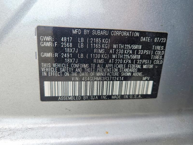 54050616 :رقم المزاد ، 4S4GUHM63R3712414 vin ، 2024 Subaru Crosstrek مزاد بيع