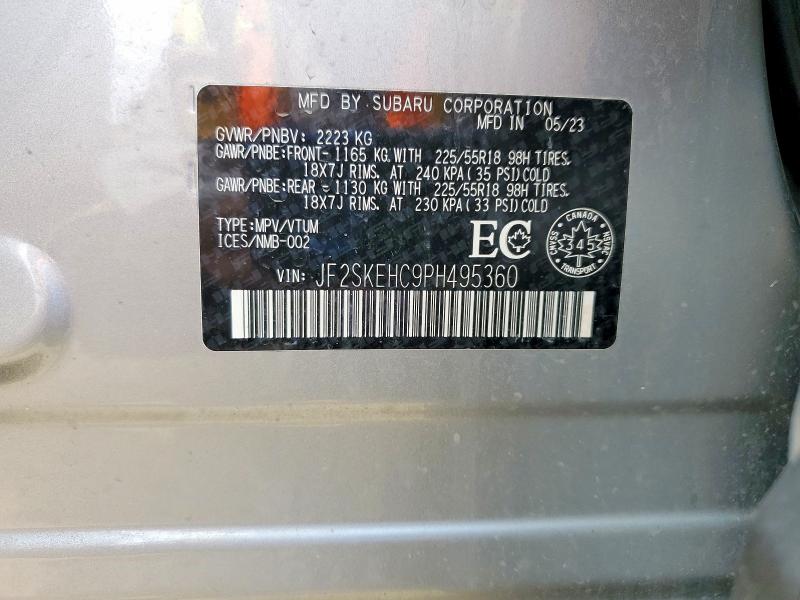 Продажа на аукционе авто 2023 Subaru Forester, vin: JF2SKEHC9PH495360, номер лота: 52518606