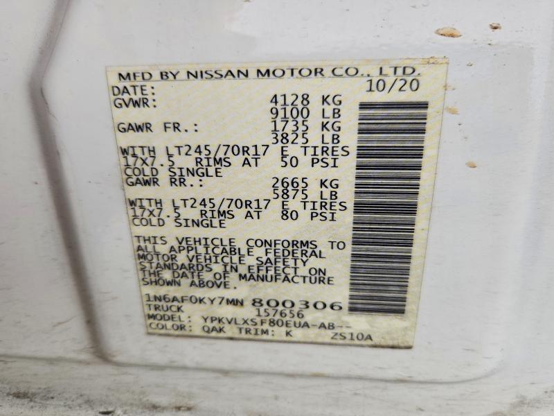 Продажа на аукционе авто 2021 Nissan Nv, vin: 1N6AF0KY7MN800306, номер лота: 55658786