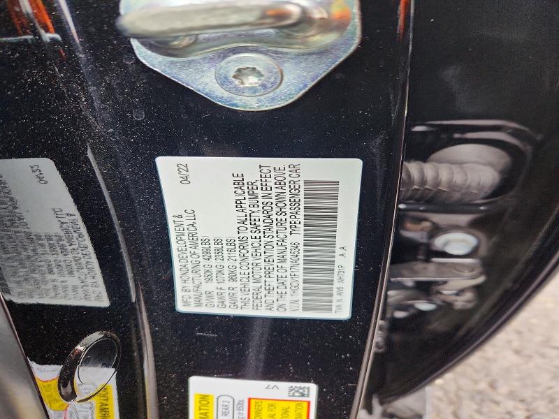 Aukcja sprzedaży 2022 Honda Accord, vin: 1HGCV1F17NA045346, numer aukcji: 54579486