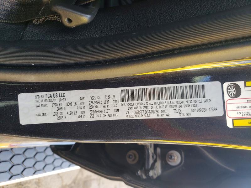 Продажа на аукционе авто 2019 Ram 1500, vin: 1C6SRFFT3KN678726, номер лота: 52166516