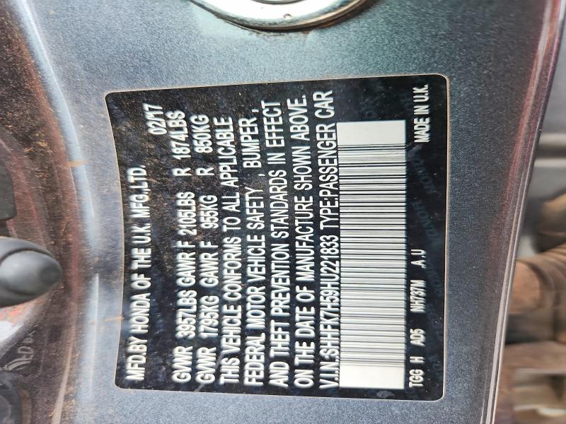 Aukcja sprzedaży 2017 Honda Civic, vin: SHHFK7H59HU221833, numer aukcji: 54448436