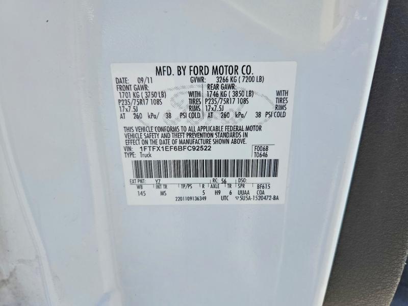 Продажа на аукционе авто 2011 Ford F150, vin: 1FTFX1EF6BFC92522, номер лота: 54551136