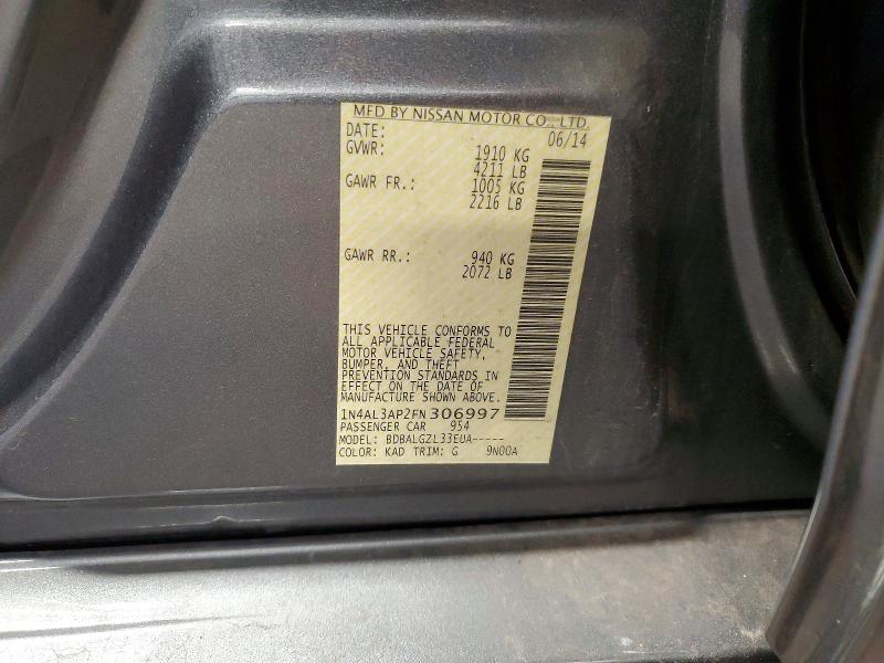 2015 Nissan Altima მანქანა იყიდება აუქციონზე, vin: 1N4AL3AP2FN306997, აუქციონის ნომერი: 55112096