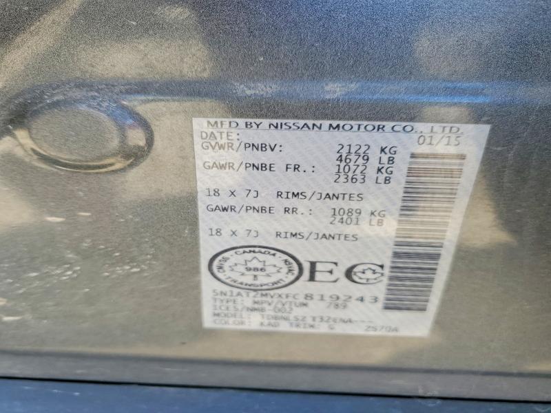 Продаж на аукціоні авто 2015 Nissan Rogue, vin: 5N1AT2MVXFC819243, номер лоту: 53195596