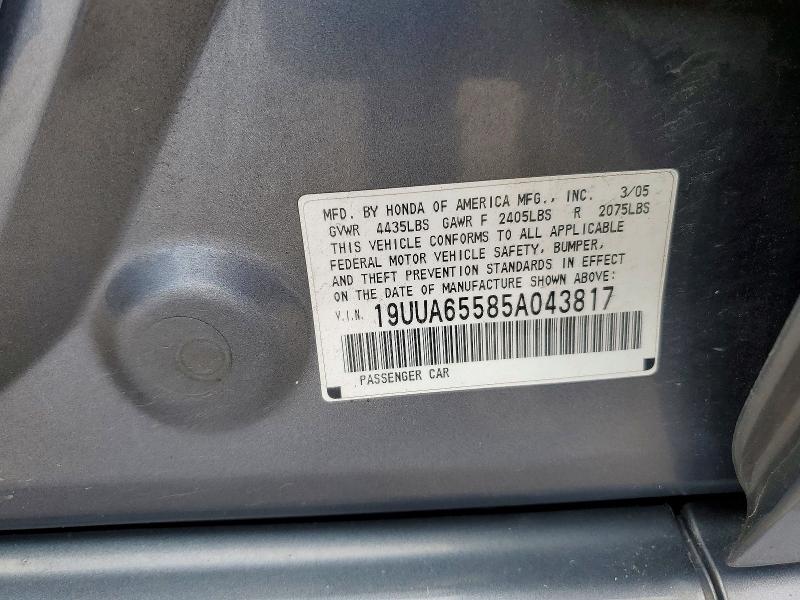52507076 :رقم المزاد ، 19UUA65585A043817 vin ، 2005 Acura Tl مزاد بيع