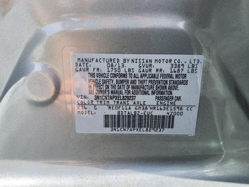 Aukcja sprzedaży 2014 Nissan Versa, vin: 3N1CN7APXEL829237, numer aukcji: 58499266