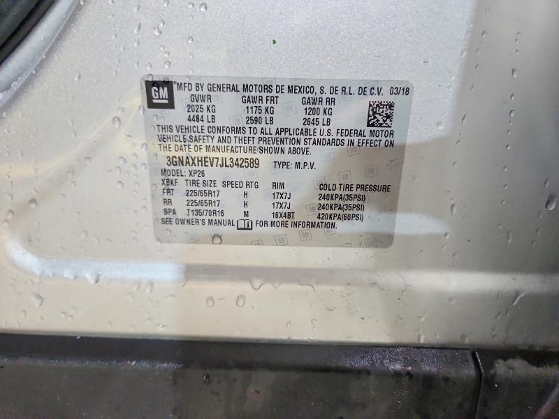 2018 Chevrolet Equinox მანქანა იყიდება აუქციონზე, vin: 3GNAXHEV7JL342589, აუქციონის ნომერი: 55130406