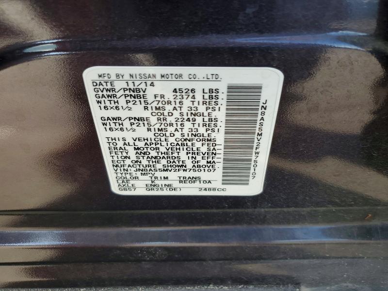 Aukcja sprzedaży 2015 Nissan Rogue Select, vin: JN8AS5MV2FW750107, numer aukcji: 54822956