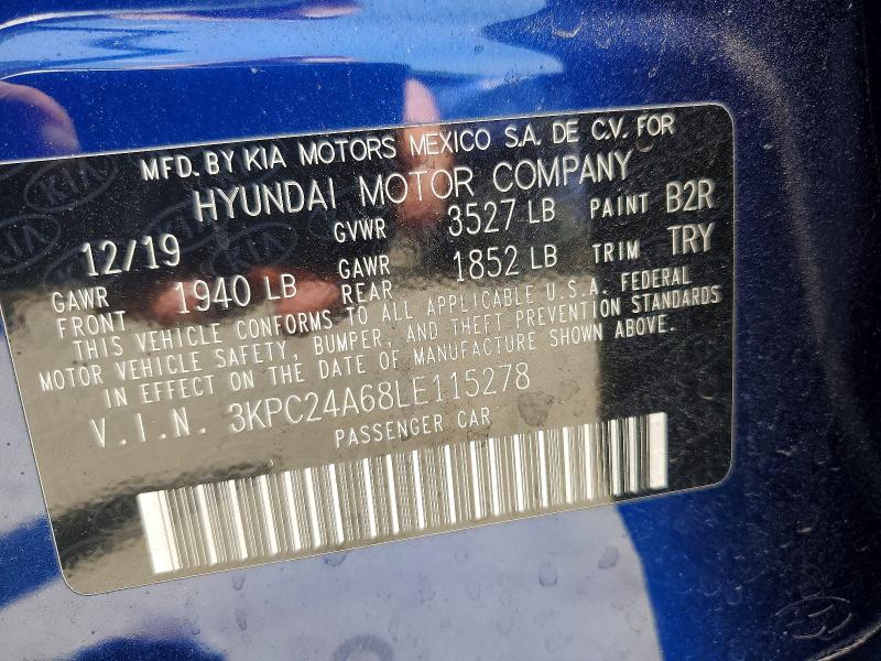 Aukcja sprzedaży 2020 Hyundai Accent, vin: 3KPC24A68LE115278, numer aukcji: 54289146