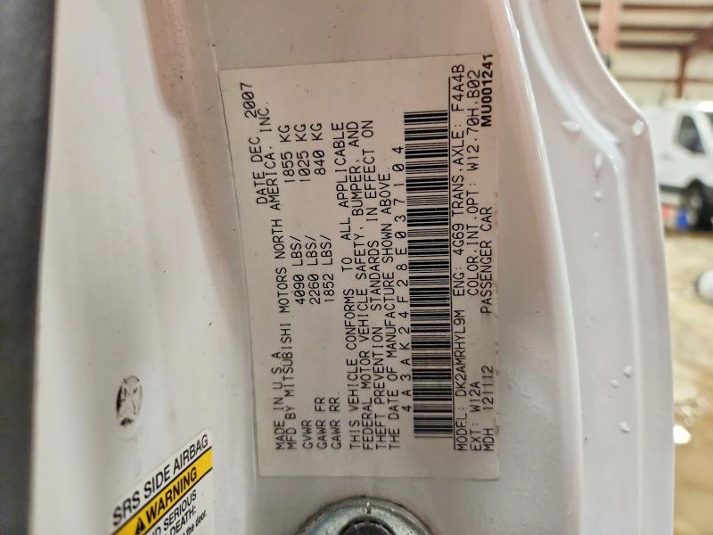 Продаж на аукціоні авто 2008 Mitsubishi Eclipse, vin: 4A3AK24F28E037104, номер лоту: 52217366