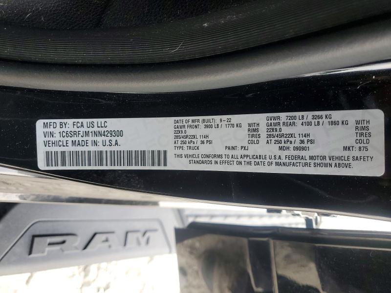Продажа на аукционе авто 2022 Ram 1500, vin: 1C6SRFJM1NN429300, номер лота: 54653636