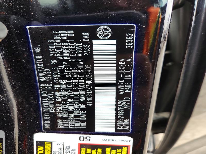 Продаж на аукціоні авто 2021 Toyota Camry, vin: 4T1C31AK7MU022405, номер лоту: 54328746