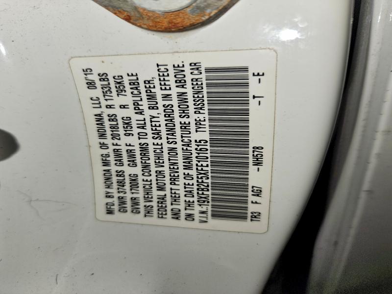 Aukcja sprzedaży 2015 Honda Civic, vin: 19XFB2F5XFE101615, numer aukcji: 54625706