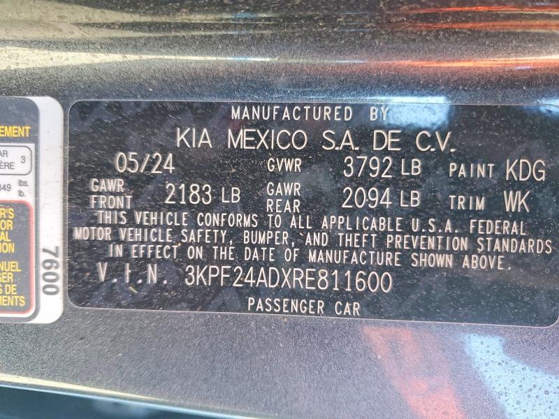 Aukcja sprzedaży 2024 Kia Forte, vin: 3KPF24ADXRE811600, numer aukcji: 53879476