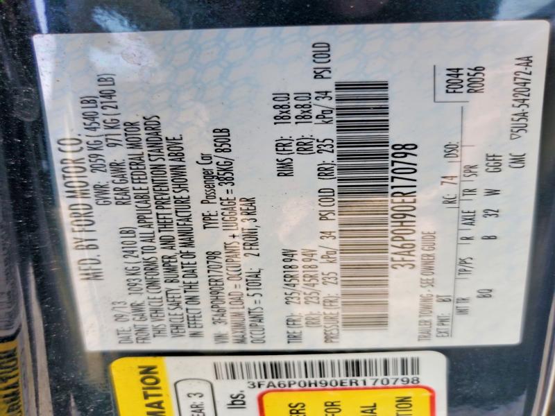 Продаж на аукціоні авто 2014 Ford Fusion, vin: 3FA6P0H90ER170798, номер лоту: 55131356