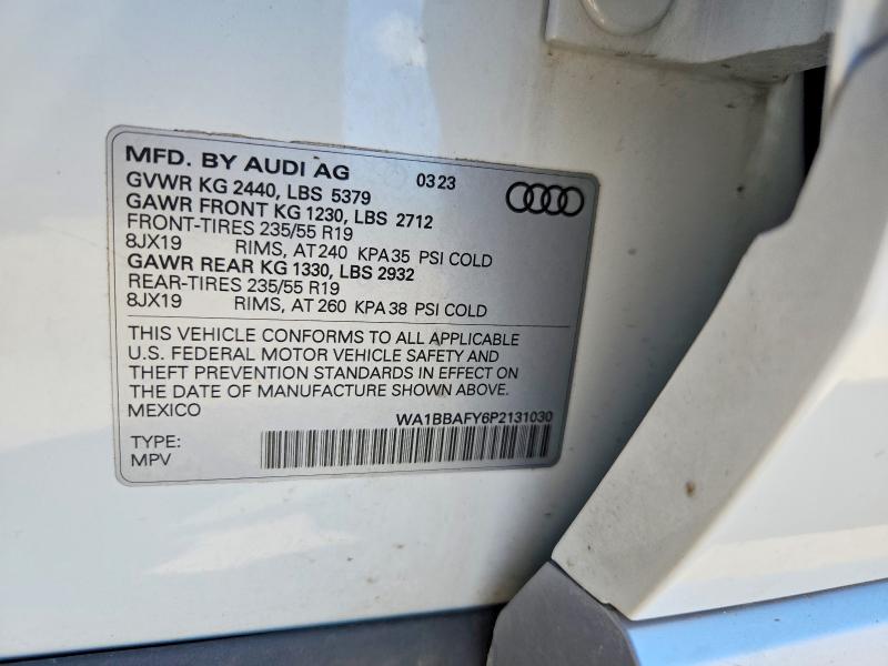 51571516 :رقم المزاد ، WA1BBAFY6P2131030 vin ، 2023 Audi Q5 مزاد بيع