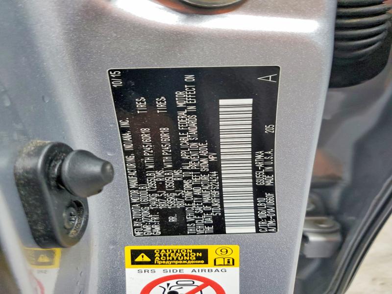 Aukcja sprzedaży 2015 Toyota Highlander, vin: 5TDJKRFH9FS224244, numer aukcji: 54256016