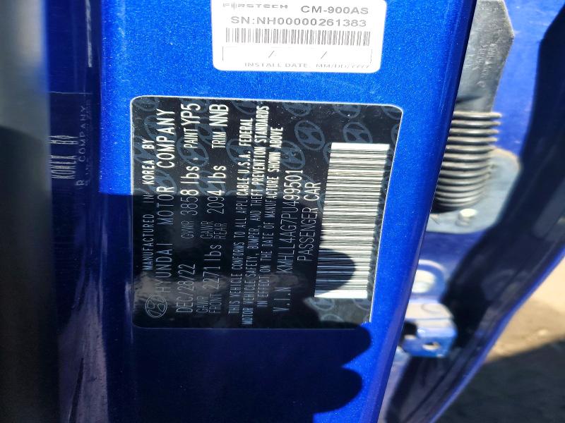 2023 Hyundai Elantra მანქანა იყიდება აუქციონზე, vin: KMHLL4AG7PU499501, აუქციონის ნომერი: 52779736