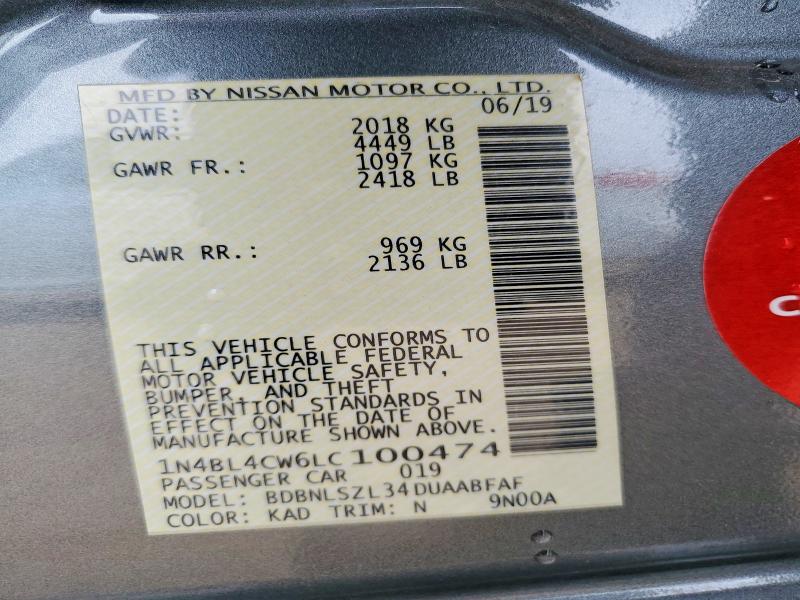 2020 Nissan Altima მანქანა იყიდება აუქციონზე, vin: 1N4BL4CW6LC100474, აუქციონის ნომერი: 51522056