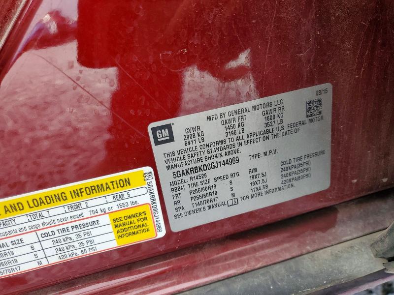 2016 Buick Enclave მანქანა იყიდება აუქციონზე, vin: 5GAKRBKD0GJ144969, აუქციონის ნომერი: 52478906