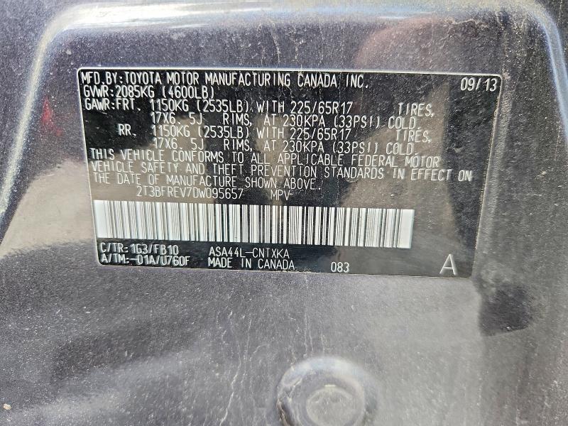55236646 :رقم المزاد ، 2T3BFREV7DW095657 vin ، 2013 Toyota Rav4 مزاد بيع