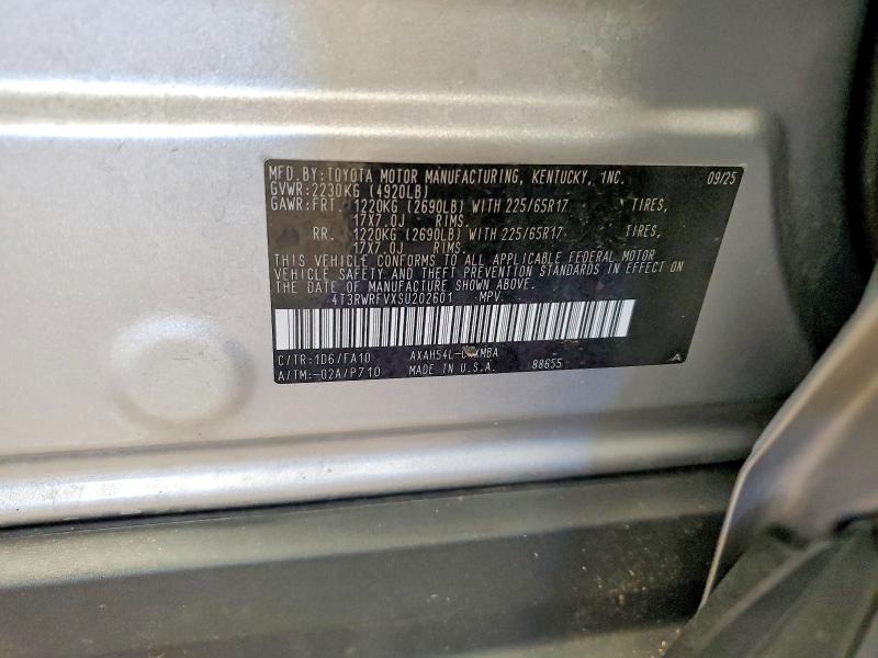 Продажа на аукционе авто 2025 Toyota Rav4 Hybrid, vin: 4T3RWRFVXSU202601, номер лота: 53047056
