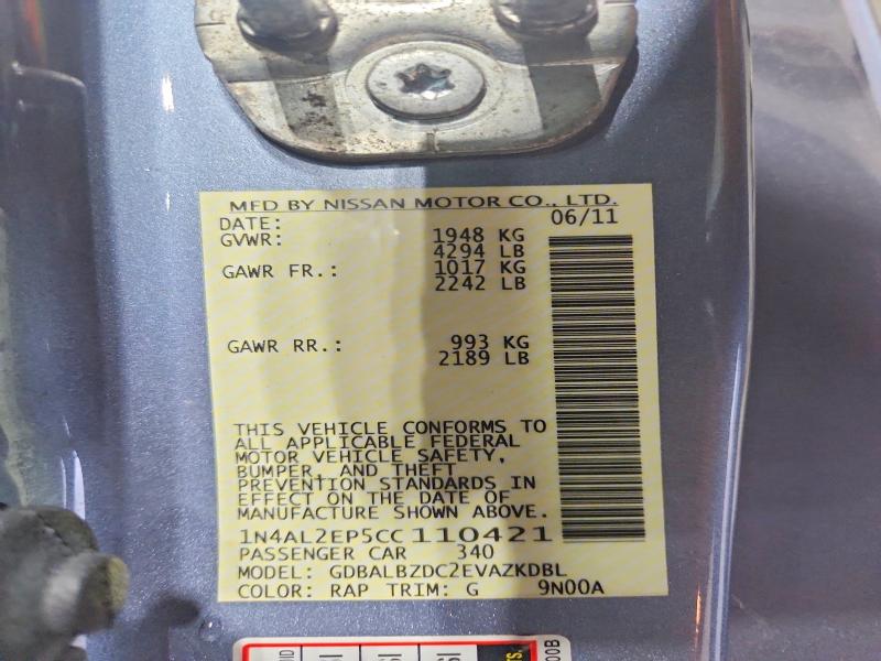 2012 Nissan Altima მანქანა იყიდება აუქციონზე, vin: 1N4AL2EP5CC110421, აუქციონის ნომერი: 53633756