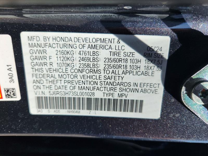 Aukcja sprzedaży 2025 Honda Crv, vin: 5J6RS3H73SL001028, numer aukcji: 54855246