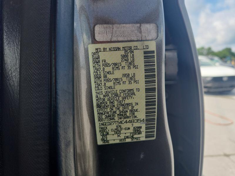 2004 Nissan Frontier მანქანა იყიდება აუქციონზე, vin: 1N6ED27T54C448354, აუქციონის ნომერი: 53771226