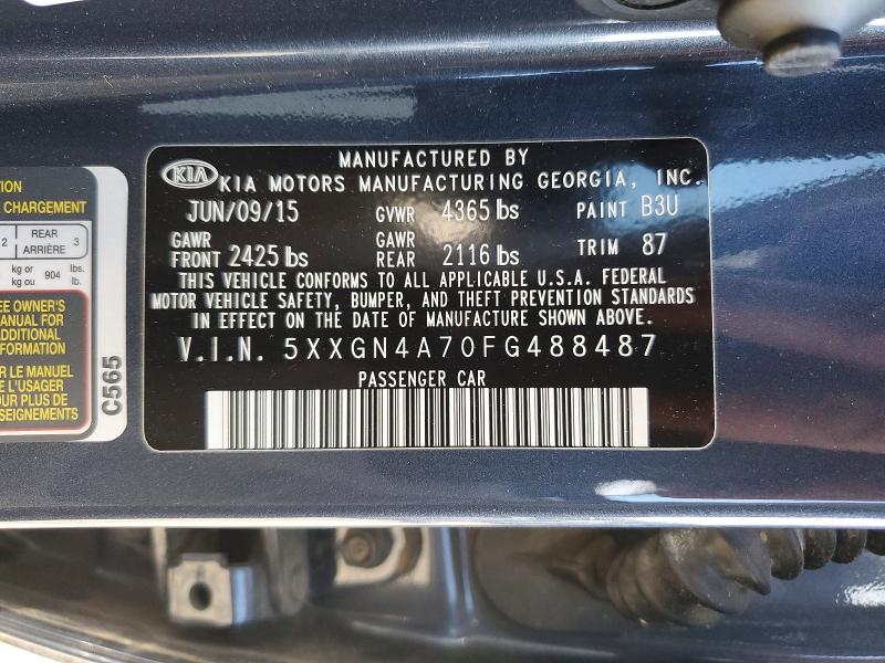 Auction sale of the 2015 Kia Optima, vin: 5XXGN4A70FG488487, lot number: 51992066