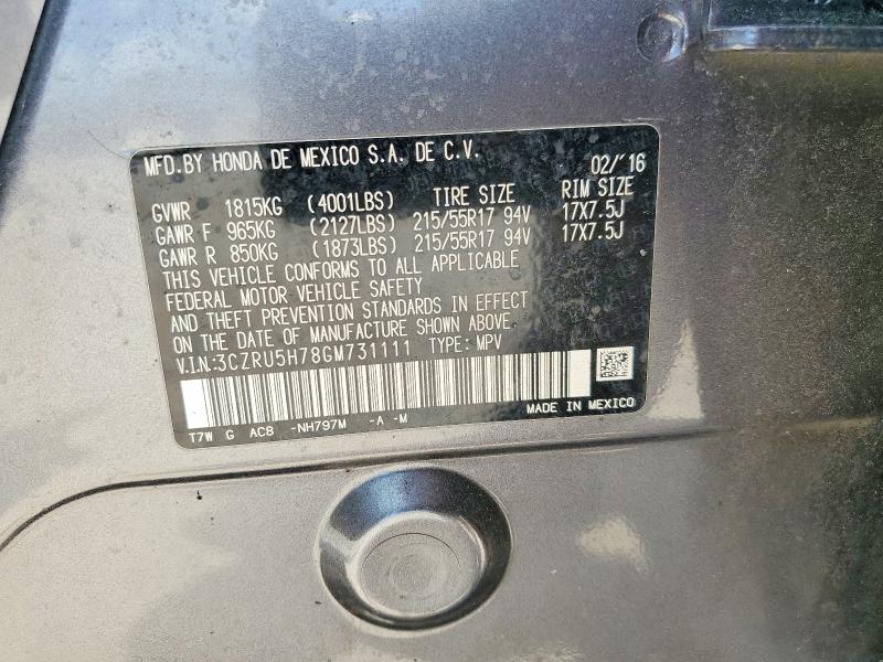 Продаж на аукціоні авто 2016 Honda Hr-v, vin: 3CZRU5H78GM731111, номер лоту: 54593006