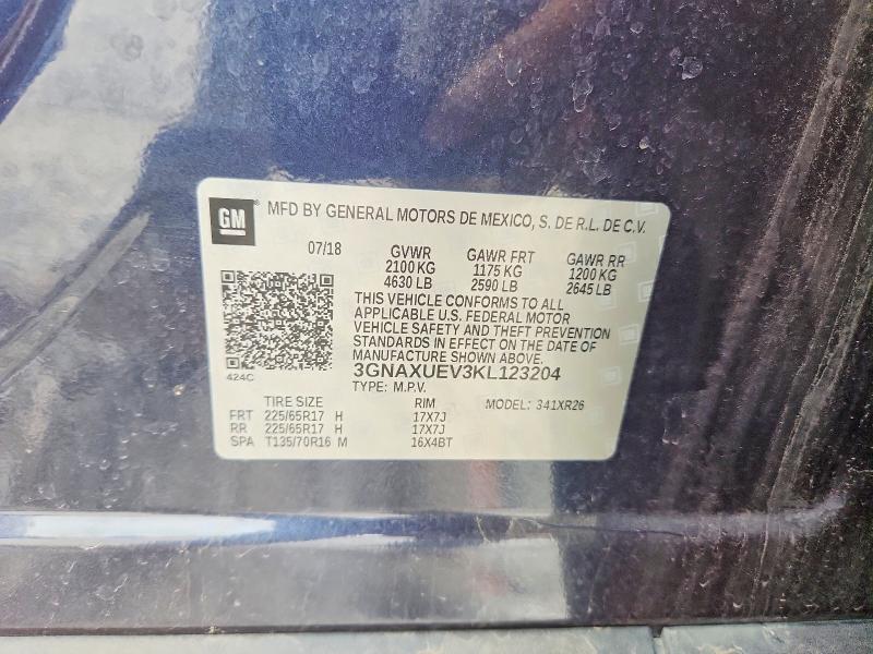Aukcja sprzedaży 2019 Chevrolet Equinox, vin: 3GNAXUEV3KL123204, numer aukcji: 54703156