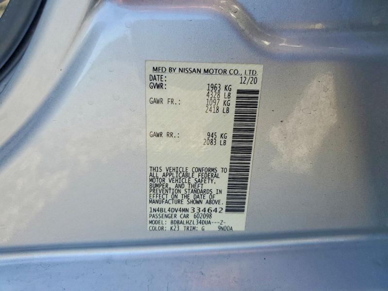 Aukcja sprzedaży 2021 Nissan Altima, vin: 1N4BL4DV4MN334642, numer aukcji: 52455736