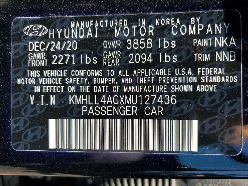 Aukcja sprzedaży 2021 Hyundai Elantra, vin: KMHLL4AGXMU127436, numer aukcji: 53968956